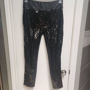 21 Saints Black Sequin Leggings Size Large NWT (5109)